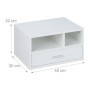 Relaxdays Support d'imprimante, avec 1 tiroir et 2 Compartiments, HLP : 22 x 40 x 30 cm, pour Le Bureau, Blanc