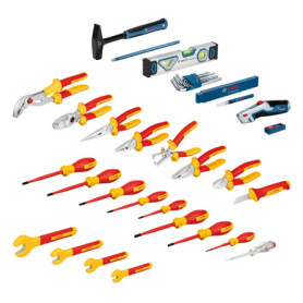 Bosch Professional set mixte d'outils à main 37 pièces (avec 21 outils à main VDE et 16 autres outils à main, pratiques et ergon