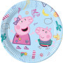 Procos 10215314DY - Set de fête Peppa Pig, 46 pièces de vaisselle jetable pour anniversaire d'enfant et fête à thème, décoration