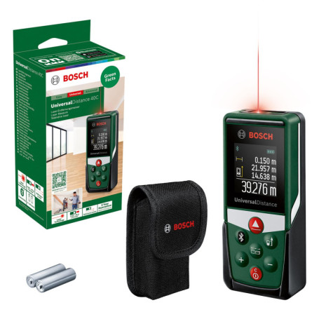 Bosch télémètre laser UniversalDistance 40C (mesure précise de distances jusqu’à 40 m, connectivité Bluetooth, fonctions de mesu