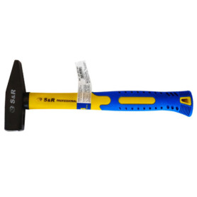 S&R Marteau de Serrurier 300 G. Marteau type allemand Acier forgé et manche en Fibre de Verre anti-vibrations