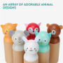 Navaris Bowling Enfant - Jeu de quilles Enfant en Bois Design Animaux avec 6X quille 1x Boule et Sac de Rangement - Jouets intér