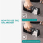 Navaris Aiguiseur Couteaux - Aiguisoir Manuel en Acier Inoxydable pour Couteau et Ciseaux en 3 Étapes - Affuteur de Couteaux de 