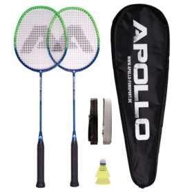Apollo Kit de Badminton - Ensemble de Raquettes pour l'Entraînement, le Sport et le Plaisir en Famille - 2 Raquettes en Carbone 