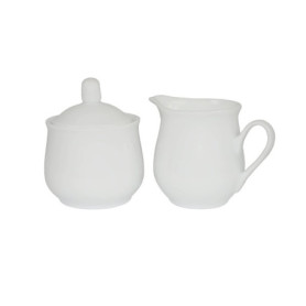 Provance Set de 3 pièces en porcelaine pour lait et sucre avec couvercle, pot à lait, sucrier, ustensile de cuisine, ustensiles 