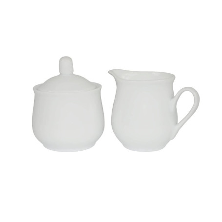 Provance Set de 3 pièces en porcelaine pour lait et sucre avec couvercle, pot à lait, sucrier, ustensile de cuisine, ustensiles 