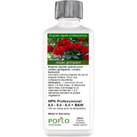 POFLO engrais pour rosiers grimpants et rosiers buissons, engrais liquide premium de la gamme professionnelle (250ml)