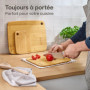 Praknu Planche à Découper en Bois - 3 Pièces de Planche Polyvalentes et Robustes en Bambou FSC® pour Légumes, Viande & Pain - Di