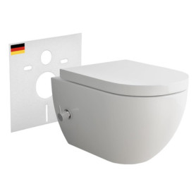Alpenberger Ensemble WC suspendu | cuvette WC avec abattant WC | WC mural pour salle de bain et WC d'invités (Cera 6250 WC suspe
