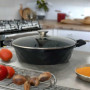 Sauteuse 28 cm avec couvercle en verre - Poêle de service - Casserole anti-adhésive avec couvercle - Poêle à frire à bord haut -