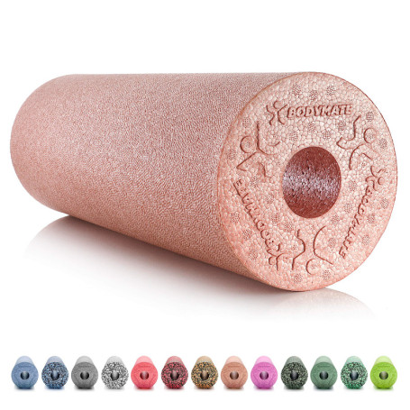 BODYMATE Rouleau de Massage fascias Standard L45cm Ø15cm dureté Moyenne + E-Book Gratuit - Rose gold