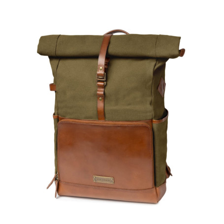 DRAKENSBERG Rolltop Sac à Dos 'Arthur' en Toile et Cuir avec Compartiment pour Ordinateur Portable - Compartiment Technique et G