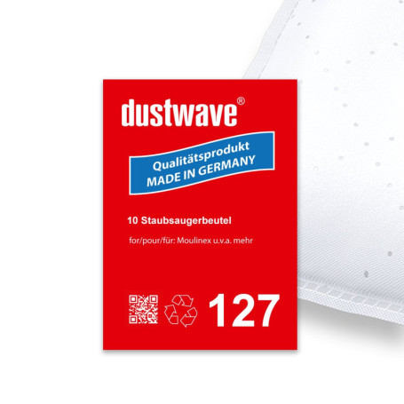 dustwave® Lot de 10 sacs d'aspirateur compatibles avec les aspirateurs Moulinex Power Clean 1350 electronic - Fabriqués en Allem
