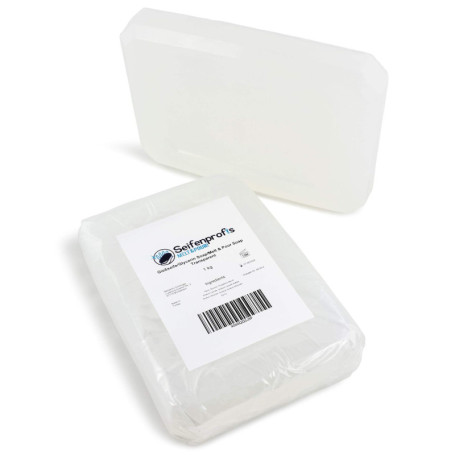 Seifenprofis - savon transparent (1kg) Base de savon brut à la glycérine - sans SLS+SCS 100% végétal pour le moulage du savon