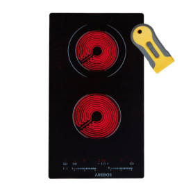 Arebos table de cuisson vitrocéramique | 3000 W | 2 plaques de cuisson | 30cm | autarcique | avec Sensor Touch | sécurité enfant