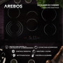 Arebos plaque de cuisson vitrocéramique | 8500 W | 5 foyers | 77cm | autarcique | Table de cuisson électrique | avec Sensor Touc
