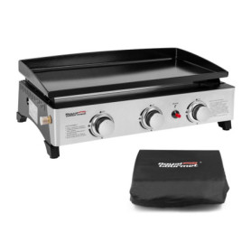 Royal Gourmet Plancha Gaz en Acier Émaillé, 3 Brûleurs Puissance 7.5kW, Surface Cuisson 62,0 x 35,5 cm, Portable pour Le Camping