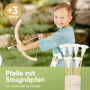 BOWRILLA® Arc et flèches en bois pour enfants avec 6 flèches à ventouse, cible en bois et carquois | Jouet de tir à l'arc ambide