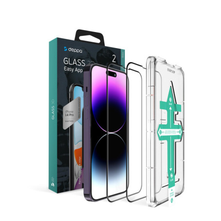 Deppa [2 pièces pour Iphone 14 Pro (6.1') Verre Trempé [Couverture Complète] Avec Kit d’Installation Facile sans bulles, Ultra r