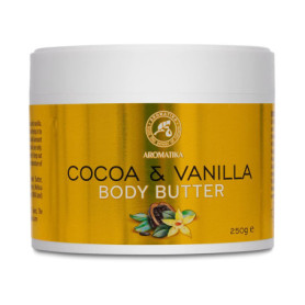 Beurre de Cacao & Vanille 250g - Hydratant Naturel pour Corps - Huile Corporelle Hydratante Formule au Beurre de Cacao - Soin de