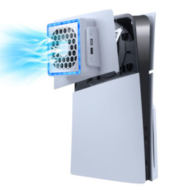 Mcbazel PS5 Slim Façade Plaque Ventilateur de Refroidissement avec Lumière RVB,Dissipation Thermique à 3 Vitesses Compatible ave