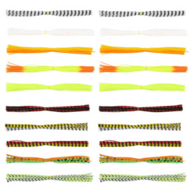 Briny River Lot de 20 jupes en silicone à 40 brins - Jigs de rechange - Pour la fabrication de leurres de pêche - Jupe souple po
