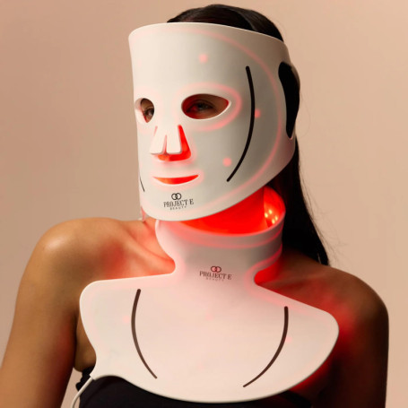 Lumalux Face+ | Masque pour le visage et le cou à lumière LED Pro de Project E Beauty | 1600 LED | 7+2 couleurs 460~1072nm | Mas
