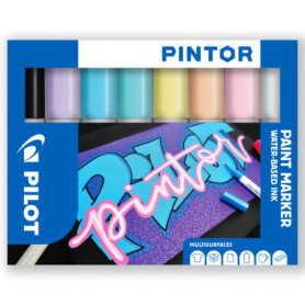 Pilot Pintor Creative Lot de 8 marqueurs permanents multi-surfaces à base d'eau – Séchage rapide – Pour tissus, verre, bois, pie