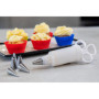 KitchenCraft Kit de Décoration de Gâteau/Seringue à Piston avec Buses de Glaçage, 6 Embouts en Acier Inoxydable, Blanc