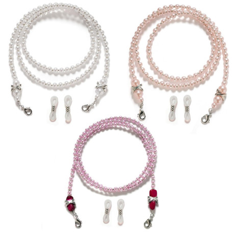 3 Pièces de Chaînes de Lunettes pour Femmes, Chaînes de Lunettes en Perles, Cordes de Lunettes Antidérapantes, Colliers de Lunet