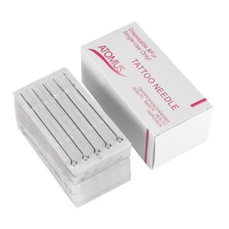 ATOMUS Lot de 100 aiguilles à tatouer jetables mélangées 3RL 5RL 7RL 9RL 3RS 5RS 7RS 9RS 5M1 7M1 Aiguilles en acier inoxydable s