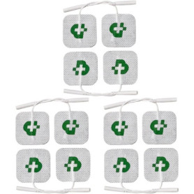 TESMED 12 électrodes de qualité supérieure mm. 50 x 50, adaptés à Toutes Les Marques avec câbles à fiche de 2 mm, Auto-adhésifs,