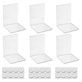 Lot de 6 Serre-Livres en Acrylique Transparent,Transparent Antidérapant Cale Livre avec Autocollants antidérapants,pour l'organi