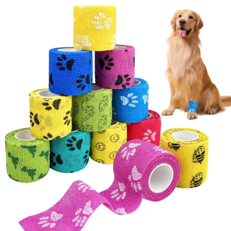 Lixiluxia 12 Rouleaux Bandage Medical Autoadhésif, Bande Auto-adhésif Elastiques, Cohésifs Bandes Adhésifs, Cohesive Bandages, p