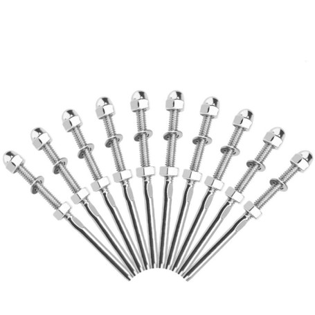 XAVSWRDE 10 Pcs Tendeurs de Câbles Filetés Fendeur Câble Inox Garde Corps Câble Tendu Câble Inox Garde Corps Connecteur de Câble