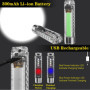 Jeebel Mini Lampe Torche LED, Lampe de Poche de 400 Lumens Rechargeable USB avec Lumière Latérale de UV/Blanc/Rouge Bleu, EDC Ma