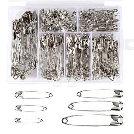 YPYMOD 250 Pièces Epingles a Nourrice, 6 Tailles, Antirouille, avec Boîte de Rangement, pour Vêtements, Maison, Bureau et Coutur