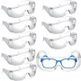 HJYDGJ Lot de 8 lunettes de protection transparentes pour les yeux, porteurs de lunettes, lunettes de protection pour laboratoir
