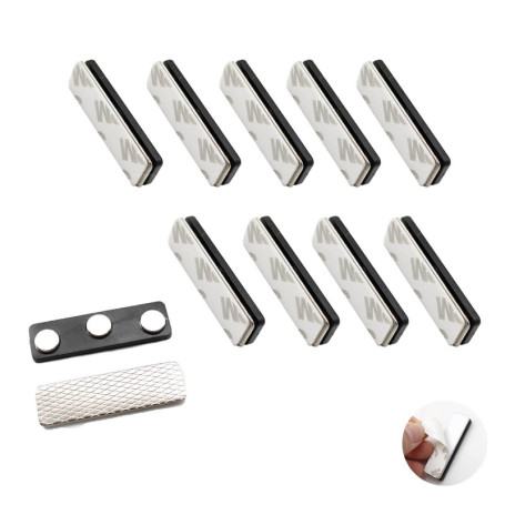 CHSEROK 10 Pièces de Badge Aimants de, 45 x 13 mm Sans Aiguille Auto-Adhésives Badges Porte Nom, étiquette de Nom d'aimant peut 