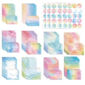 TOATELU Lot de 160 feuilles de papier à lettre aquarelle et enveloppes 22,5 × 15,5 × 2,2 cm avec enveloppe pastel, beau lot de p