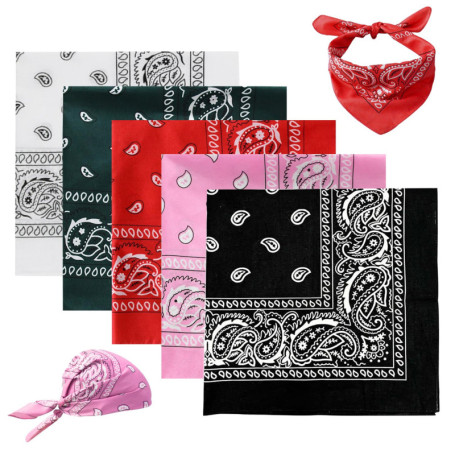 SYEYCW 5 Pièces Bandana Paisley, Multicolore Classique Bandanas Foulard, Multifonction Polyester Echarpe Mouchoir, Accessoire Ch
