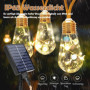 Coomoors Guirlande Lumineuse Exterieure Solaire avec 16 Ampoules, 8 M Blanc Chaud Chaîne Lumiere Exterieur 8 Modes IP65 Étanche 