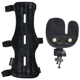 Huntingdoor Tir à l'arc - Accessoires Protège-doigts - En cuir - Long protège-bras - Équipement de protection - Pour droitier - 