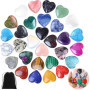 Vleuexe 30 Pièces Cristal en Forme Coeur,Naturel Multicolores en forme de Cœur,Pierres précieuses de guérison,Pierre de Cœur pou