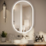 Dileci - Miroir Ovale LED 50x80 cm – Éclairage Intégré avec Lumière Blanche – Fonction Désembuage et Bouton Tactile – Idéal pour