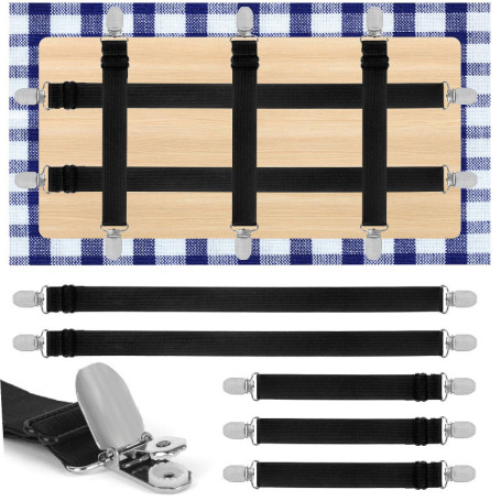 YSWOVUO 5 Pièces Élasticité Réglable Clips Pince pour Nappe, Clips de Nappe à Sangle Cachée, Attache Nappe pour Sécuriser Nappe 
