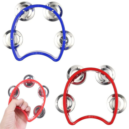 YANGWEN 2 Pcs Tambourin Demi Lune, Mini Hand Tambourine,Tambourin Percussion Plastique Jingle Bell Jouets Musicaux Instruments p
