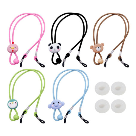 EHDWXVZM 5 cordons pour lunettes, 2 paires d'anneaux antidérapants, cordons de lunettes de soleil pour enfants, rouge, jaune, bl