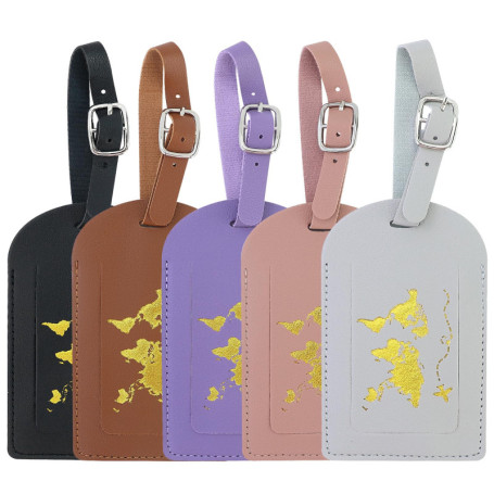 Lot de 5 étiquettes de bagage pour valise, passeport, avec boucle réglable, en polyuréthane, pour les voyages d'affaires, les vo