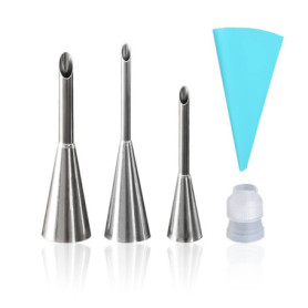 1 jeu de 3 douilles à pâtisserie, seringues professionnelles pour gâteaux feuilletés en acier inoxydable, outils de cuisson à la